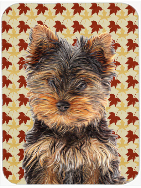 Fall Leaves Yorkie Puppy & Yorkshire Terrier Mouse Pad, Hot Pad or Trivet
