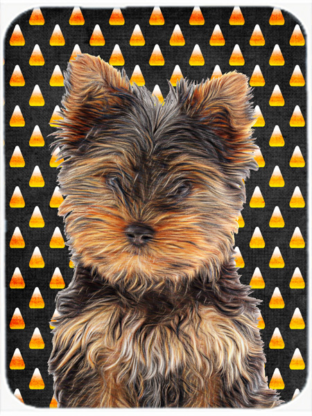 Candy Corn Halloween Yorkie Puppy & Yorkshire Terrier Mouse Pad, Hot Pad or Trivet