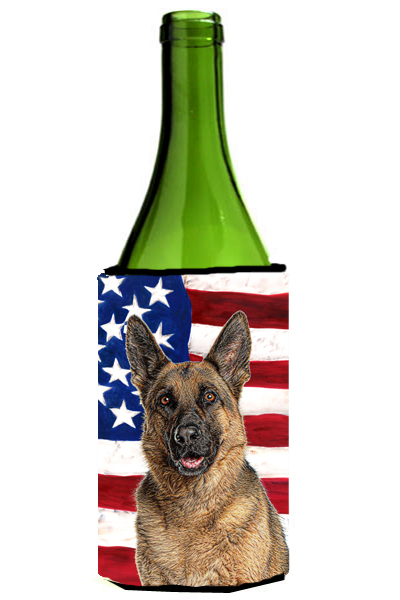 USA American Flag with German Shepherd Wine bottle sleeve Hugger