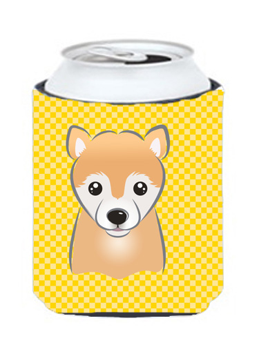 Yellow Checkered Shiba Inu Can or Bottle Hugger