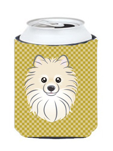 Tan Checkered Pomeranian Can or Bottle Hugger