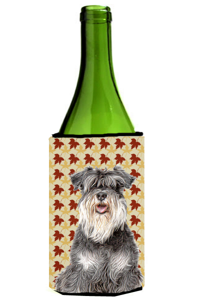 Fall Leaves Schnauzer Wine bottle sleeve Hugger