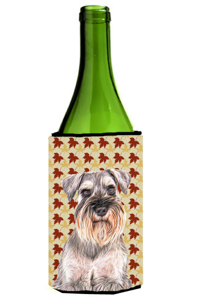 Fall Leaves Schnauzer Wine bottle sleeve Hugger