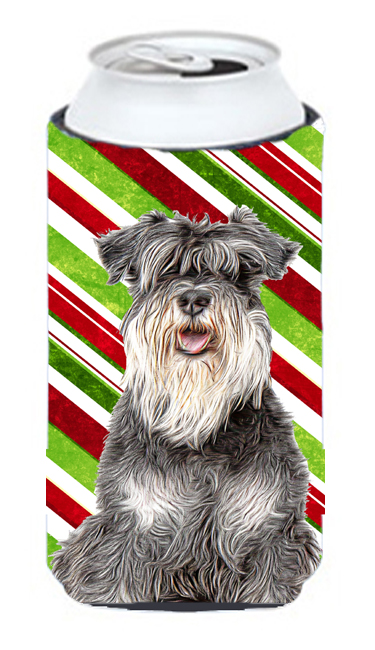 Candy Cane Holiday Christmas Schnauzer Tall Boy bottle sleeve Hugger