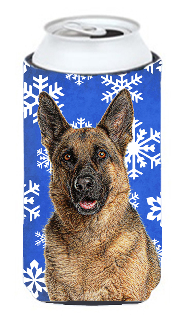 Winter Snowflakes Holiday German Shepherd Tall Boy bottle sleeve Hugger