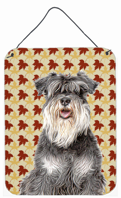 Fall Leaves Schnauzer Aluminium Metal Wall or Door Hanging Prints