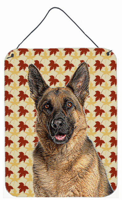 Fall Leaves German Shepherd Aluminium Metal Wall or Door Hanging Prints