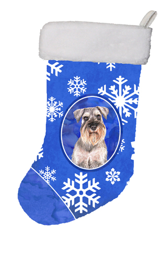 Winter Snowflakes Holiday Schnauzer Christmas Stocking
