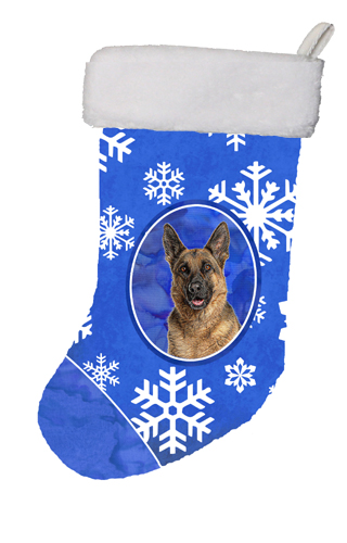Winter Snowflakes Holiday German Shepherd Christmas Stocking