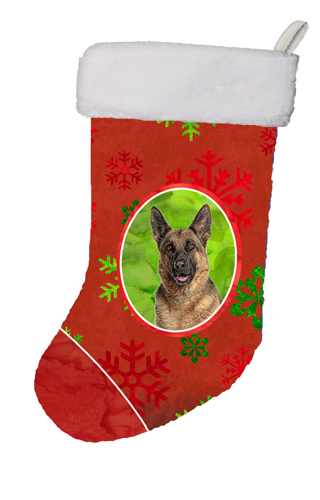 Red Snowflakes Holiday Christmas German Shepherd Christmas Stocking