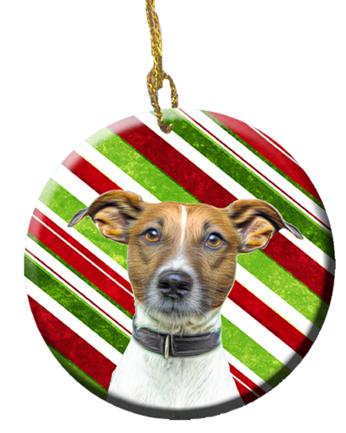 Candy Cane Holiday Christmas Jack Russell Terrier Ceramic Ornament