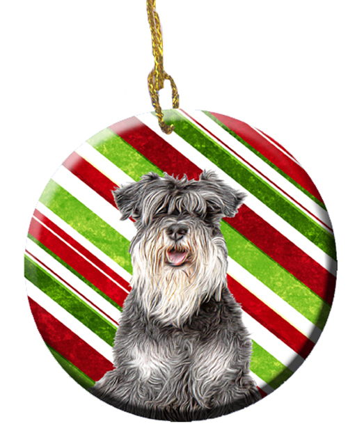 Candy Cane Holiday Christmas Schnauzer Ceramic Ornament