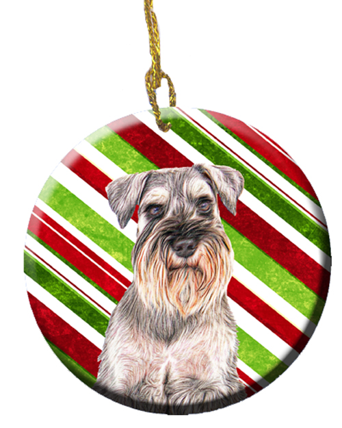 Candy Cane Holiday Christmas Schnauzer Ceramic Ornament