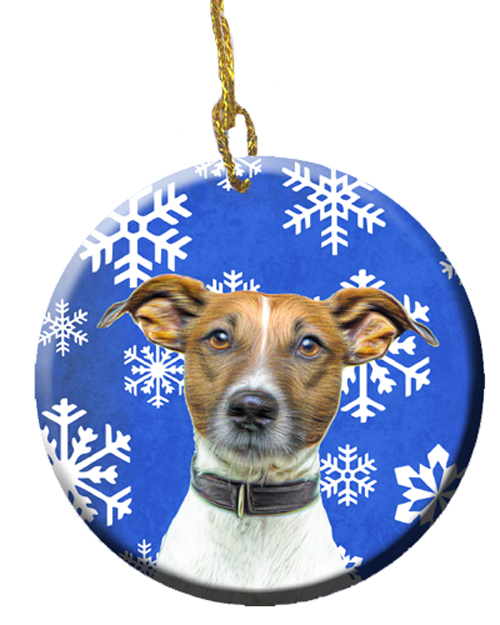 Winter Snowflakes Holiday Jack Russell Terrier Ceramic Ornament