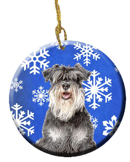 Winter Snowflakes Holiday Schnauzer Ceramic Ornament