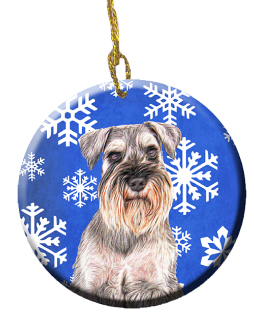 Winter Snowflakes Holiday Schnauzer Ceramic Ornament