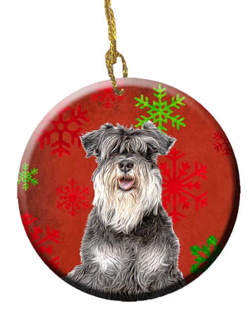 Red Snowflakes Holiday Christmas Schnauzer Ceramic Ornament