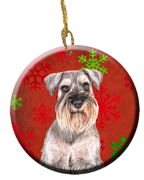 Red Snowflakes Holiday Christmas Schnauzer Ceramic Ornament