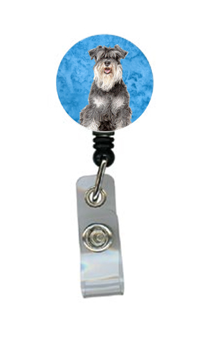 Schnauzer Retractable Badge Reel - Blue