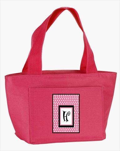 Picture of Carolines Treasures CJ1001-H-PK-8808 Monogram Letter H - Pink Black Polka Dots Lunch Bag or Doggie Bag