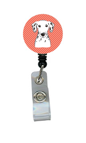 Red Checkered Dalmatian Retractable Badge Reel