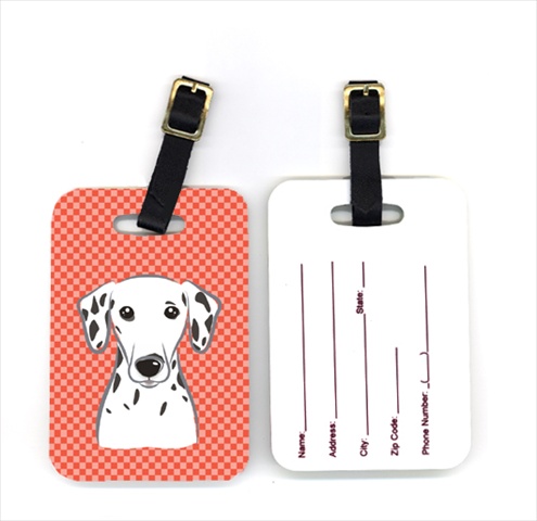 BB1131BT Pair of Red Checkered Dalmatian Luggage Tags