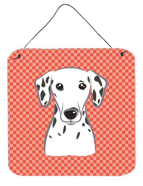 Red Checkered Dalmatian Aluminium Metal Wall or Door Hanging Prints