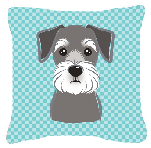 Blue Checkered Schnauzer Indoor & Outdoor Fabric Decorative Pillow