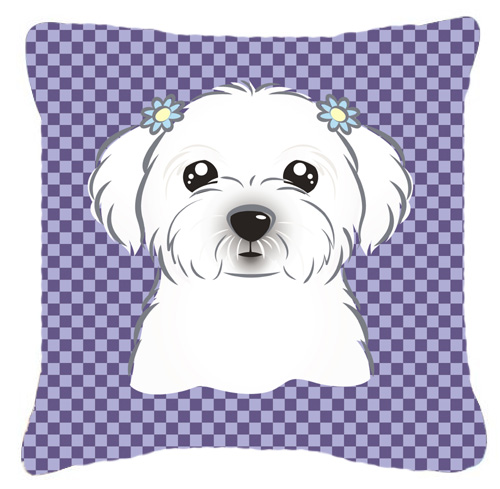 Purple Checkered Maltese Indoor & Outdoor Fabric Decorative Pillow