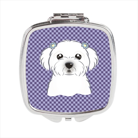 BB1134SCM Purple Checkered Maltese Compact Mirror