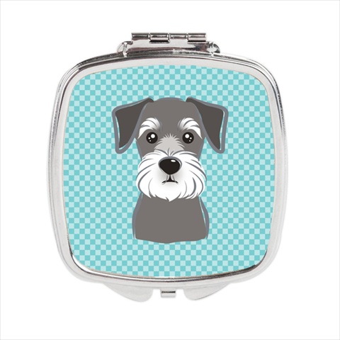 Carolines Treasures BB1136SCM Blue Checkered Schnauzer Compact Mirror