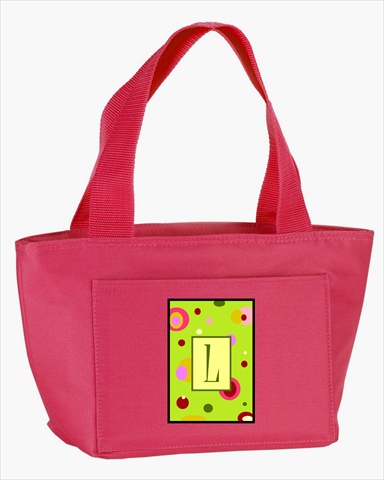 Picture of Carolines Treasures CJ1010-L-PK-8808 Monogram Letter L - Lime Green Zippered Insulated School Washable and Stylish Lunch Bag Cooler