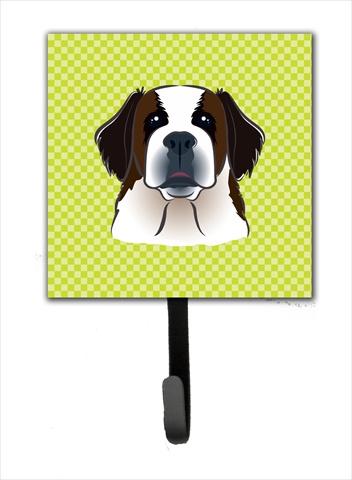 Checkerboard Lime Green Saint Bernard Leash Or Key Holder, 4.25 W x 7 H In.