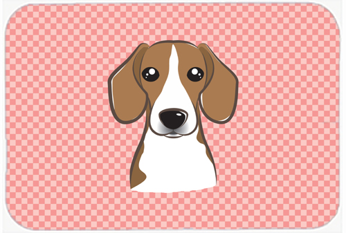 Checkerboard Pink Beagle Mouse Pad, Hot Pad Or Trivet, 7.75 x 9.25 In.