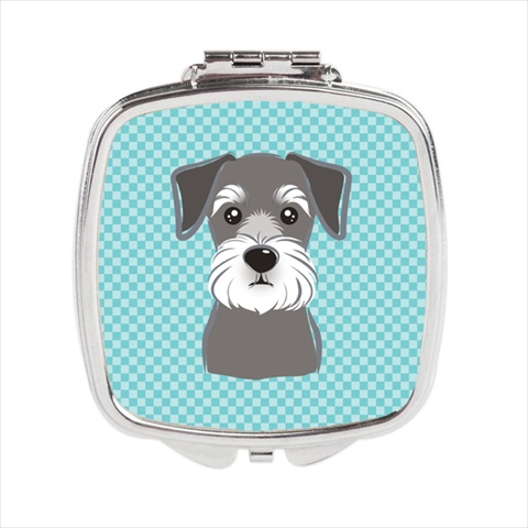 BB1144SCM Checkerboard Blue Schnauzer Compact Mirror- 2.75 x 3 x .3 In.