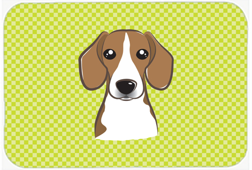 Checkerboard Lime Green Beagle Mouse Pad, Hot Pad Or Trivet, 7.75 x 9.25 In.