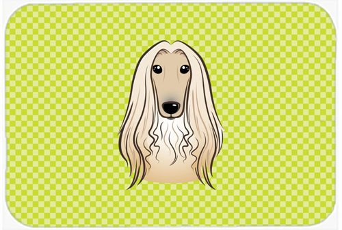 BB1306MP Checkerboard Lime Green Afghan Hound Mouse Pad- Hot Pad Or Trivet- 7.75 x 9.25 In.