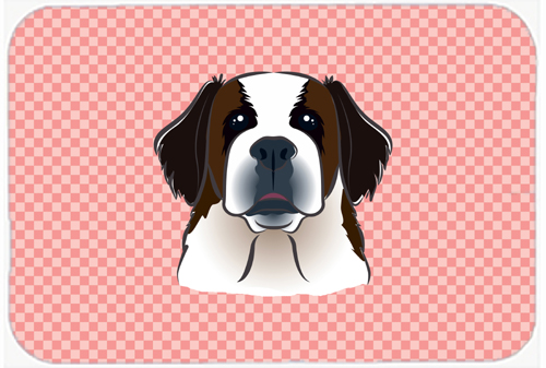 BB1246MP Checkerboard Pink Saint Bernard Mouse Pad- Hot Pad Or Trivet- 7.75 x 9.25 In.