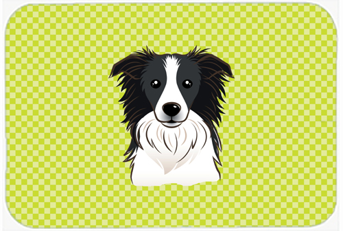BB1303MP Checkerboard Lime Green Border Collie Mouse Pad- Hot Pad Or Trivet- 7.75 x 9.25 In.