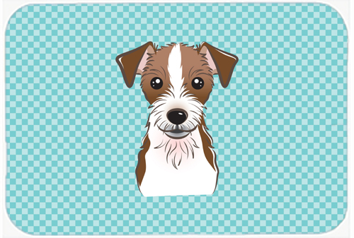 BB1140MP Checkerboard Blue Jack Russell Terrier Mouse Pad- Hot Pad Or Trivet- 7.75 x 9.25 In.