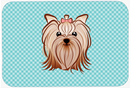 BB1142MP Checkerboard Blue Yorkie Yorkishire Terrier Mouse Pad- Hot Pad Or Trivet- 7.75 x 9.25 In.