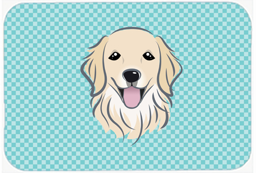 BB1143MP Checkerboard Blue Golden Retriever Mouse Pad- Hot Pad Or Trivet- 7.75 x 9.25 In.