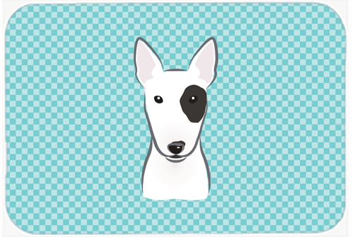 Checkerboard Blue Bull Terrier Mouse Pad, Hot Pad Or Trivet, 7.75 x 9.25 In.