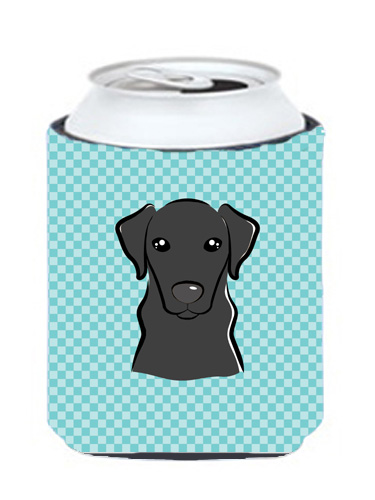 BB1173CC Checkerboard Blue Black Labrador Can Or Bottle Hugger- 12 Oz.
