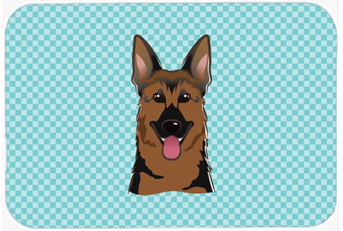Checkerboard Blue German Shepherd Mouse Pad, Hot Pad Or Trivet, 7.75 x 9.25 In.