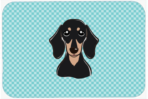 BB1153MP Checkerboard Blue Smooth Black And Tan Dachshund Mouse Pad- Hot Pad Or Trivet- 7.75 x 9.25 In.