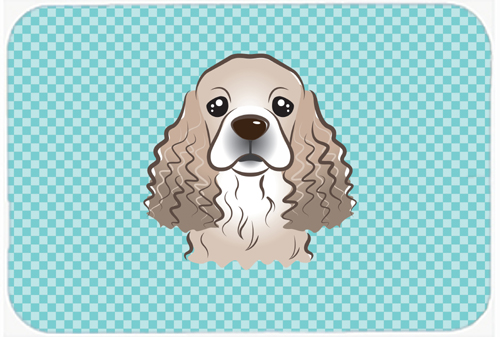 BB1154MP Checkerboard Blue Cocker Spaniel Mouse Pad- Hot Pad Or Trivet- 7.75 x 9.25 In.