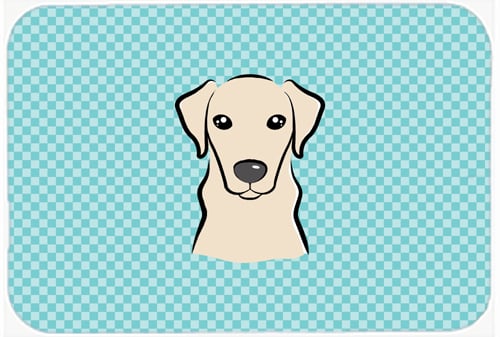 Checkerboard Blue Yellow Labrador Mouse Pad, Hot Pad Or Trivet, 7.75 x 9.25 In.