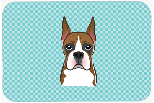 Checkerboard Blue Boxer Mouse Pad, Hot Pad Or Trivet, 7.75 x 9.25 In.