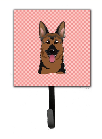 Checkerboard Pink German Shepherd Leash Or Key Holder, 4.25 W x 7 H In.